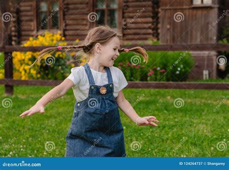 little naughty russian girl spends summer vacation in the village stock image image of fence