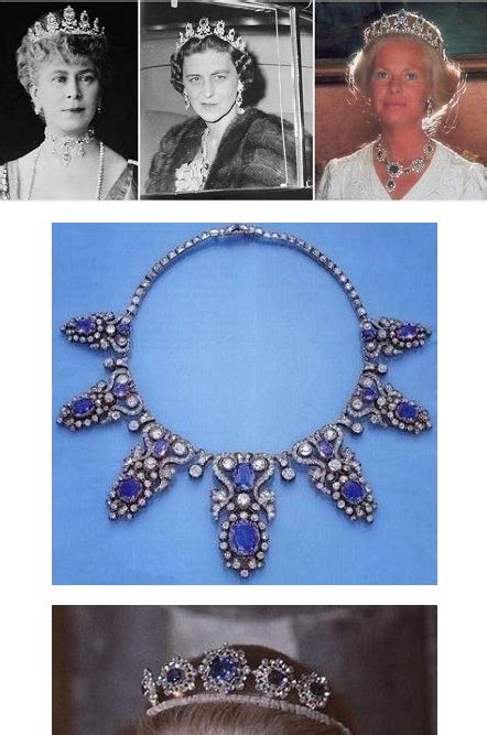 Cambridge Sapphire Parure Necklace Brooches Bracelets And Front Of