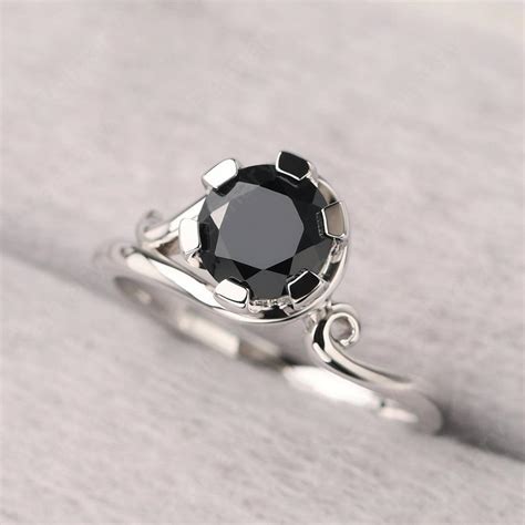 Vintage Black Spinel Engagement Ring Palmary