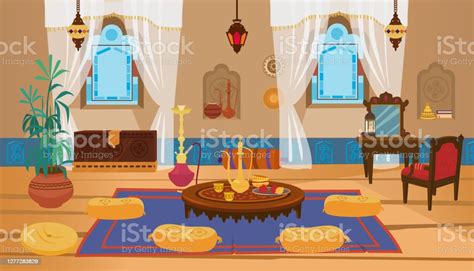 Middle Eastern Living Room Interior Stock Illustration Download Image