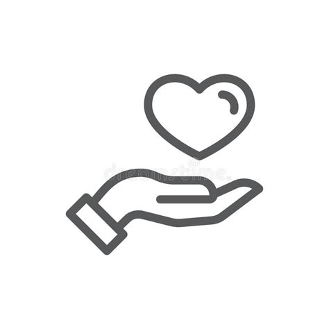 Human Hand Holding Or Giving Heart Thin Line Icon With Editable Stroke