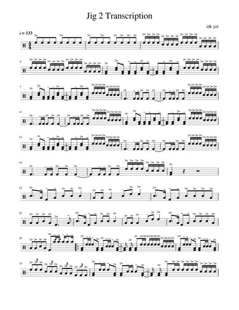 Jig 2 Transcription Sheet Music For Tenor Drum Pep Band