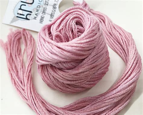 Hand Dyed Cotton Floss Embroidery Thread 8 Yards Chopped Tearose