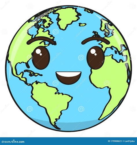 Caricatura De Un Planeta Tierra Feliz Ilustración Del Vector