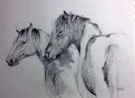 Dibujo A Lápiz De Dos Mustangs Por Francisco Javier Abellán Dibujos