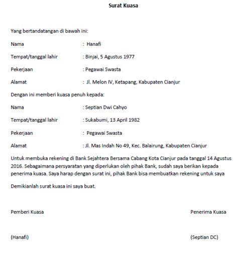 Surat keterangan ahli waris ini dipergunakan sebagai bukti yang sah untuk mendapatkan hak santunan jasa kematian dan jaminan hari tua dari bpjs untuk mengurus pembuatan surat keterangan ahli waris, anda bisa mengawali dengan meminta surat pengantar dari rt dan rw. Contoh Surat Kuasa Imb - Feed News Indonesia