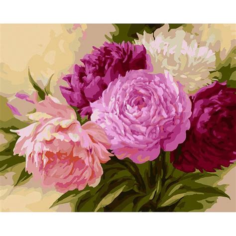 Frameless Picture Flowers Diy Digital Painting By Numbers Abstract