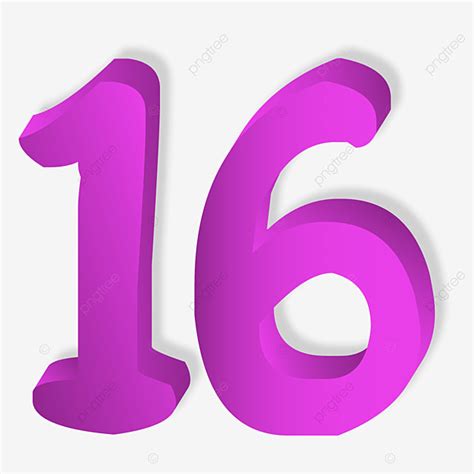 Número 16 3d Cor Roxa Png Alfabeto Fonte Resumo Imagem Png E Vetor