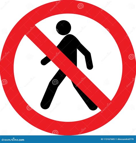 No Pedestrian Sign Illustration 166894593