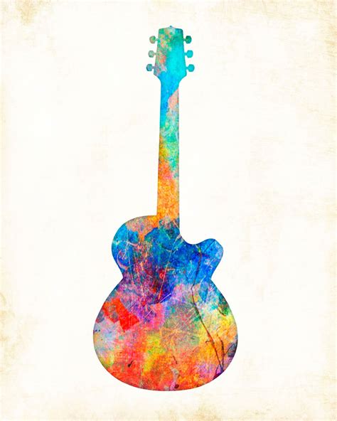 Guitar Watercolor Music Art Print By Artist Dan Etsy