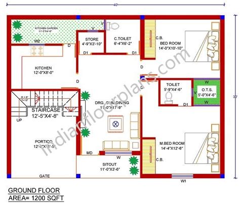 30 40 House Plans For 1200 Sq Ft North Facing