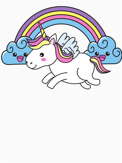 Unicorn Clouds And Rainbow Line Drawing White Purple Pink Blue