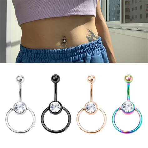 1pc Round Belly Button Rings Surgical Steel Navel Piercing Bar Crystal Nombril Ombligo Barbell