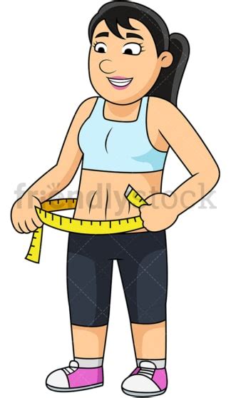 Fit Woman Measuring Her Waist Cartoon Clipart Friendlystock