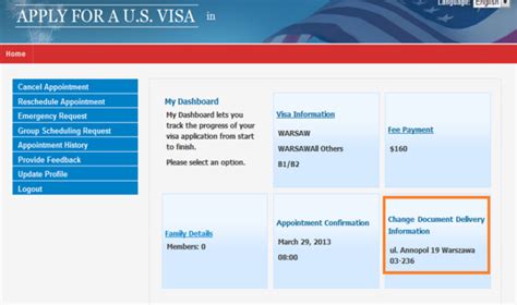 This service is designed to help you: Apply for a U.S. Visa | Change Document Delivery Address ...
