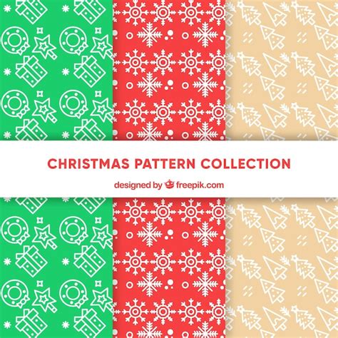 Free Vector Set Of Christmas Patterns In A Simple Style