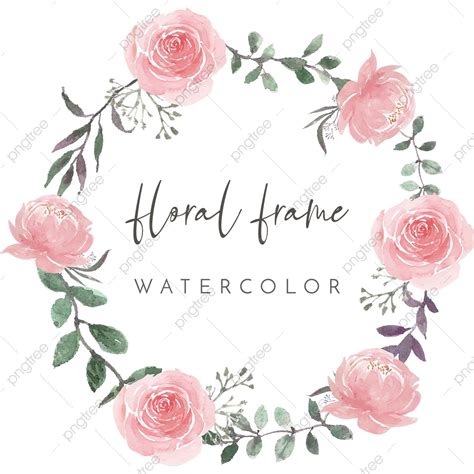 Watercolor Flower Wreath Vector Png Images Watercolor Circle Flower