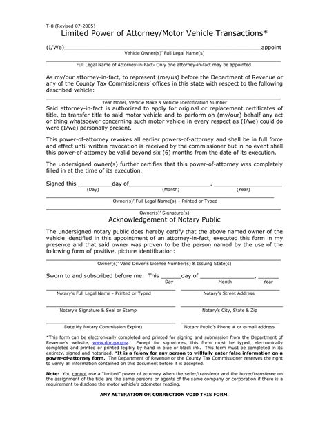 General Power Of Attorney Form For Vehicle Templates At