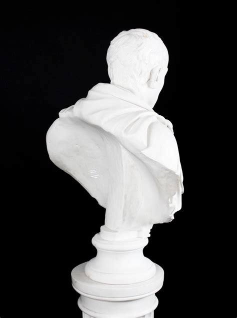 Vintage Marble Bust And Pedestal Roman Statesman Julius Caesar 20th