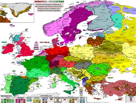 Linguistic Map Of Languages And Dialects In Europe Priority Given To