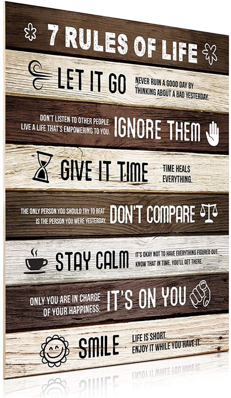 Mihiba 7 Rules Of Life Motivational Quotes Poster Wooden Inspirational