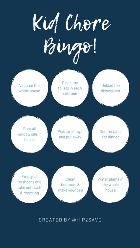 Free Printable Bingo Chore Chart So Cleaning Is Fun For Kids Hip2save
