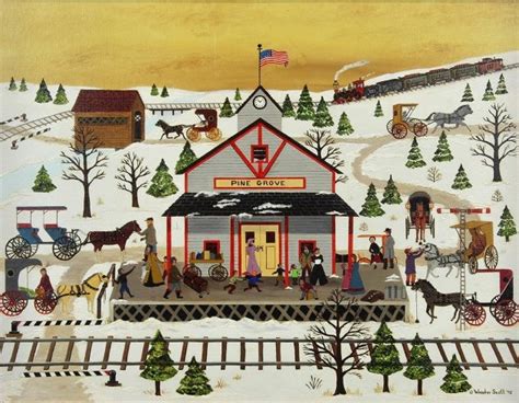 Winters Night At Church 1976 21x26 By Jane Wooster Scott