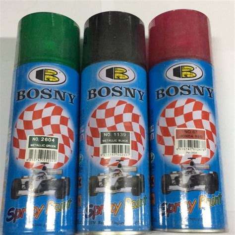 Bosny Spray Paint Metallic Black Honda Red Metallic Green ...
