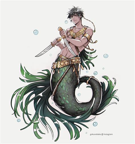 Goku꒪ཀ꒪ごみ~歴史戍る On Twitter Mermaid Drawings Mermaid Art Male Mermaid