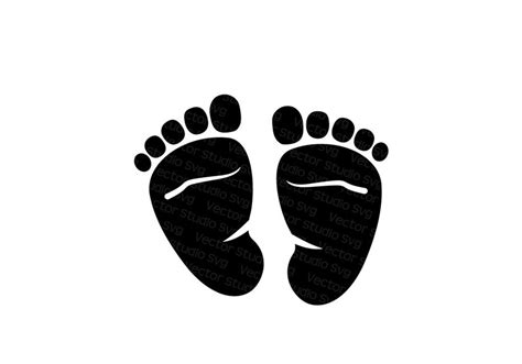 Baby Feet Svg Baby Footprint Silhouette Clipart Cut Files Svg Dxf Eps