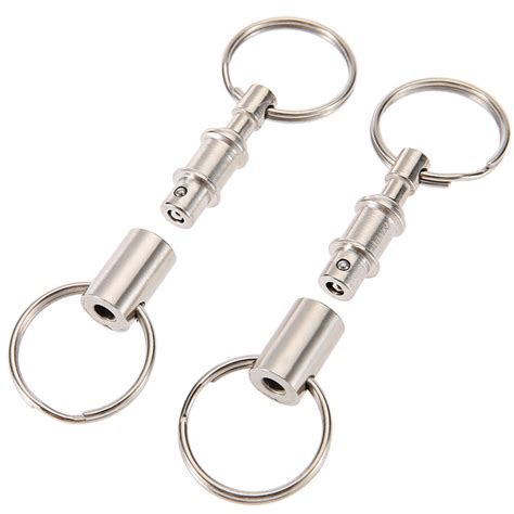 2pcs Dual Detachable Key Ring Snap Lock Holder Pull Apart Keychain