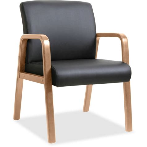 Lorell Leather Guest Reception Waiting Room Chair With Arms Solid