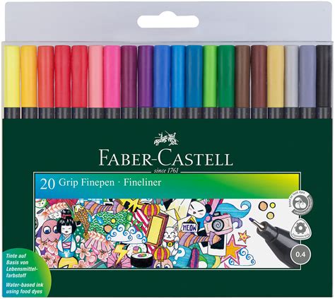 Faber Castell Grip Finepen Assorted Colours Wallet Of 20 151620