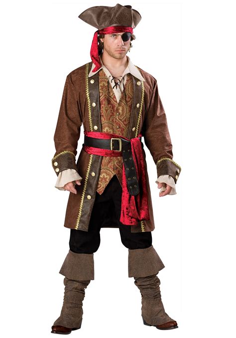 Authentic Pirate Captain Costume Mens Fancy Dress Deluxe Pirate Oufit Mode €1059