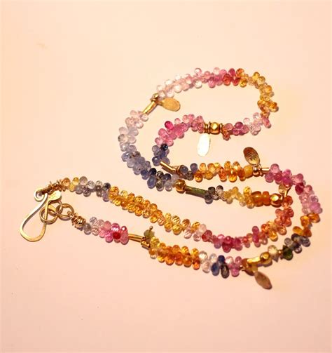 Multi Colored Sapphire Necklace Rainbow Sapphire Necklace