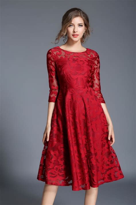homecoming dress sexy lace o neck hollow out slim dress missfoxfashion flare dress casual
