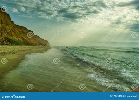Beautiful Sunset Over Sea With Reflection In Water Stock Photo Image