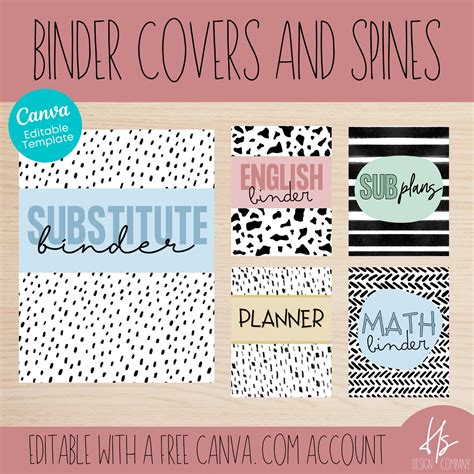 Editable Colorful Binder Covers And Spines Printable Binder Etsy