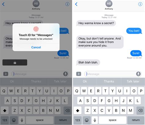 PrivateMessage lets you lock individual text message bubbles with Touch ID