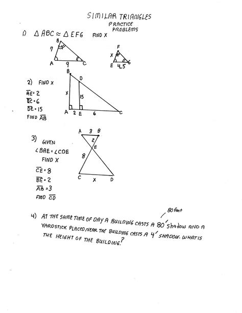 Cobb Adult Ed Math: Similar Triangles practice problems