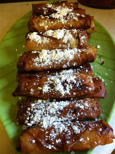 Turon Filipino Dessert Banana Wrapped In Egg Roll Wrapper And Fried