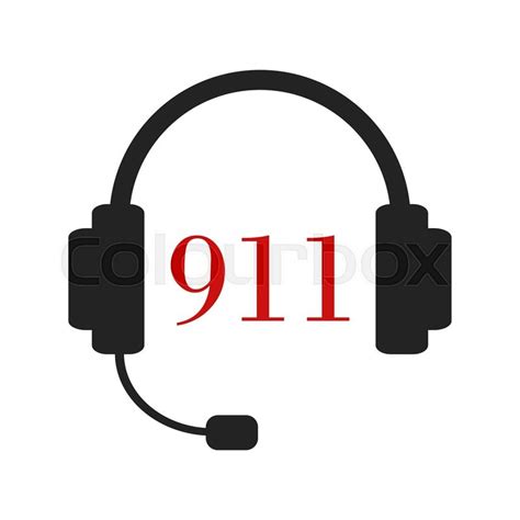 Black Headphones And Red 911 Phone Number Emergency Call Stock
