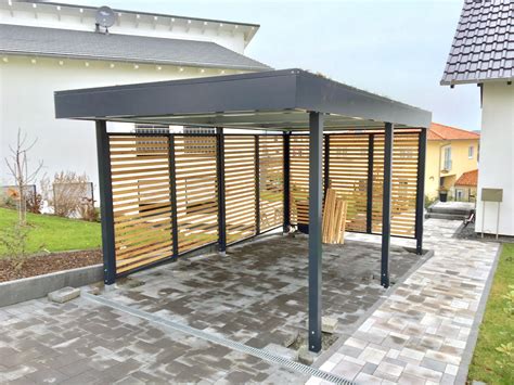 Absolute steel's original galvanized metal carports are available in a wide variety of colors and come in many standard widths. Carport aus Metall in RAL 7016 mit Douglasie Rhombus ...