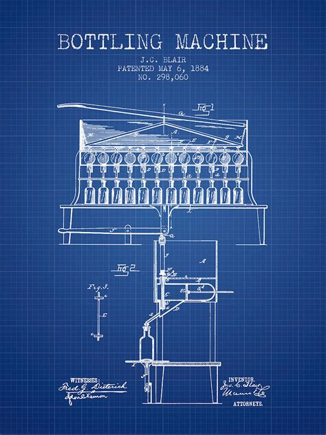 1884 Bottling Machine Patent Blueprint Digital Art By Aged Pixel
