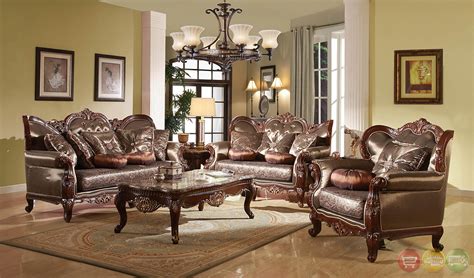 Rhapsody Traditional Dark Wood Formal Living Room Sets With Carved