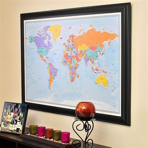 Personalized World Travel Map With Pins Blue By Pushpintravelmaps