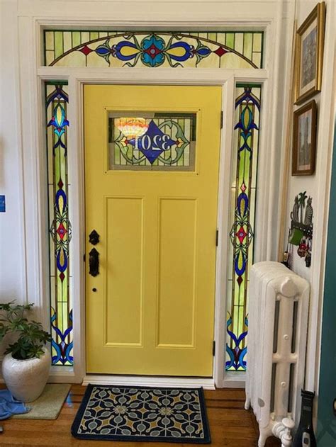 Stained Glass Sidelight S 37 Bright Victorian Entry Set Etsy