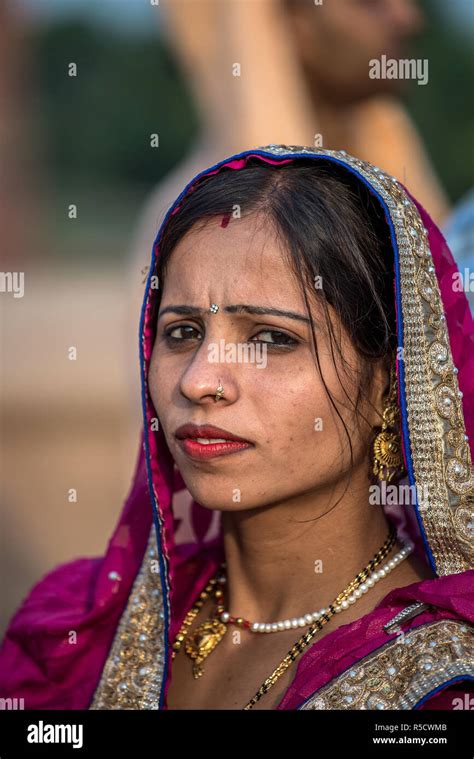 Portrait Of A Young Indian Woman Agra Uttar Pradesh India Stock