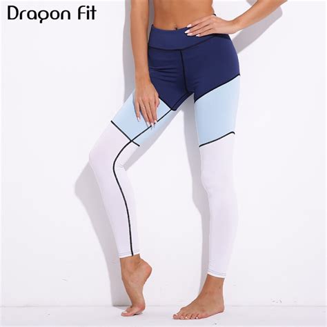 Dragon Fit Patchwork Elastic Yoga Pants Women Push Up Running