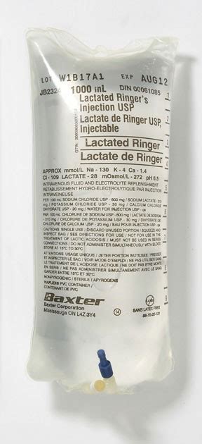 Lactated Ringers Injection Usp 1000ml Solutions Infusion
